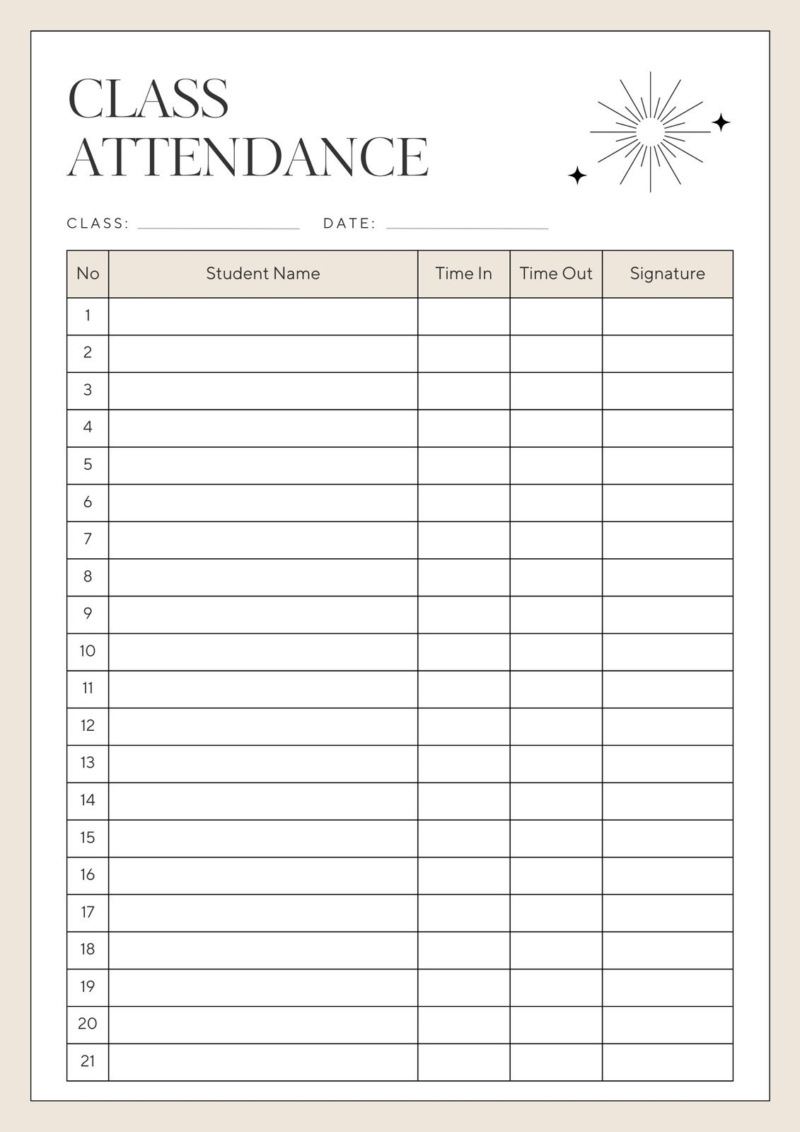 Free And Customizable Attendance Templates Free And Customizable Attendance Templates