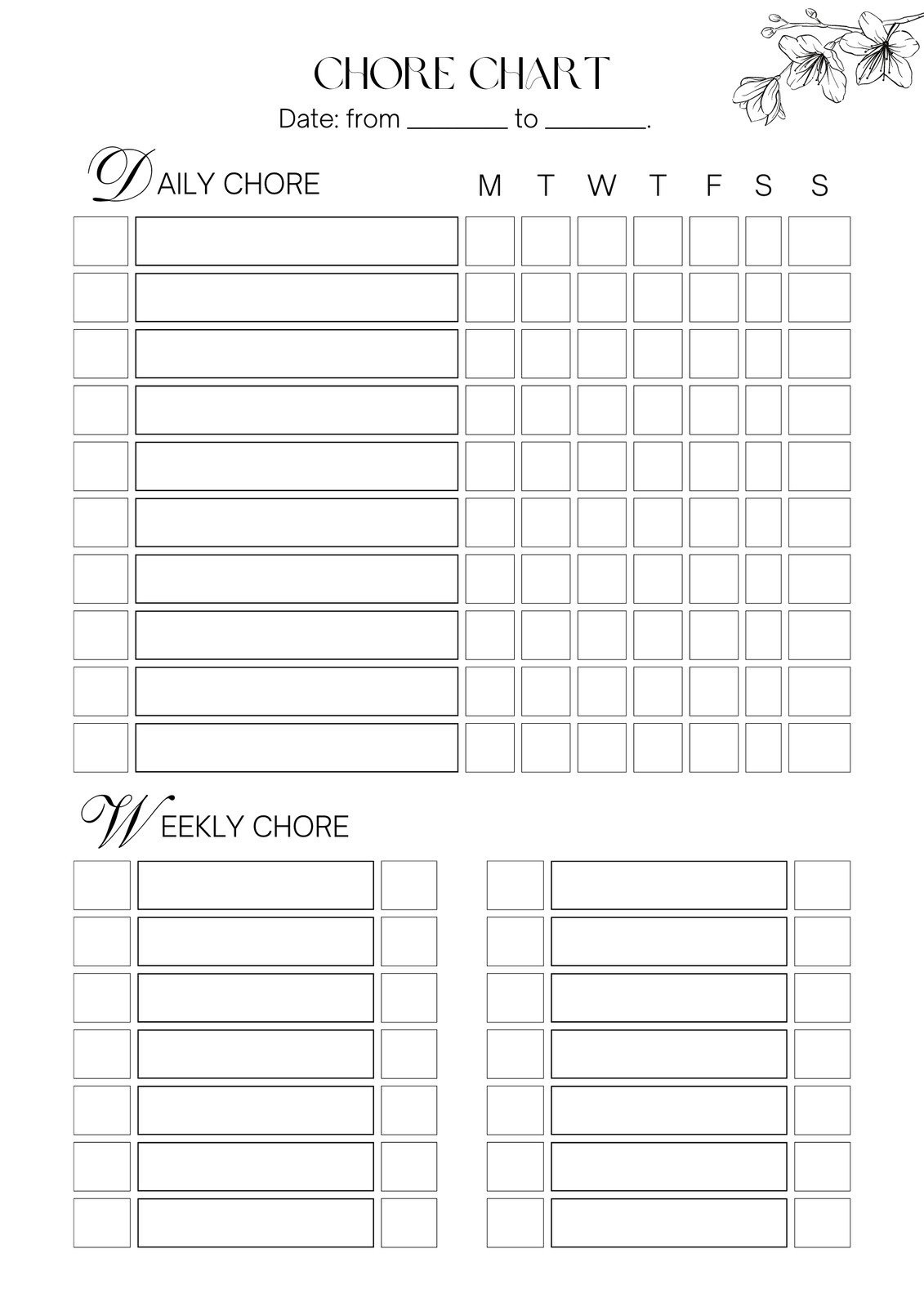Kids Customizable Free Printable Chore Charts
