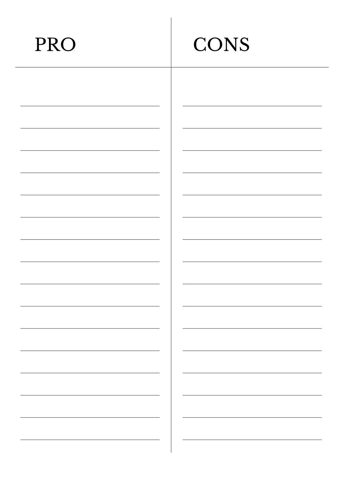 Free And Customizable Pro And Con Templates Free And Customizable Pro And Con Templates