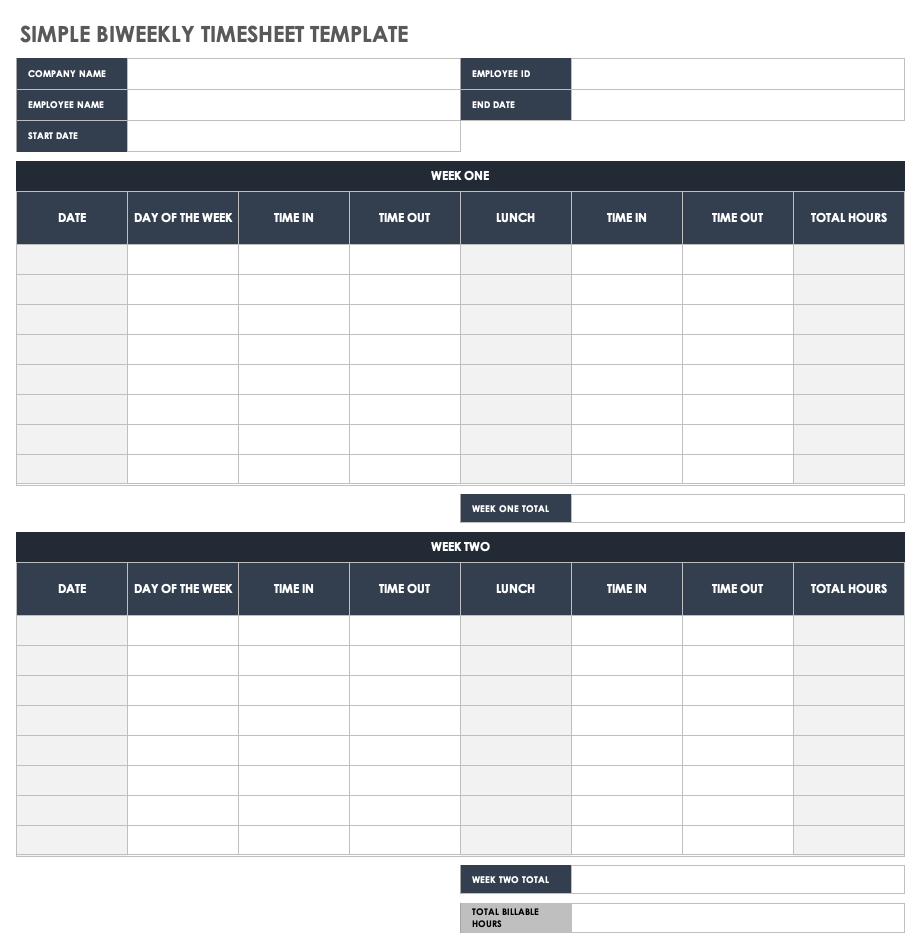 Free Biweekly Timesheet Templates Smartsheet Free Biweekly Timesheet Templates Smartsheet