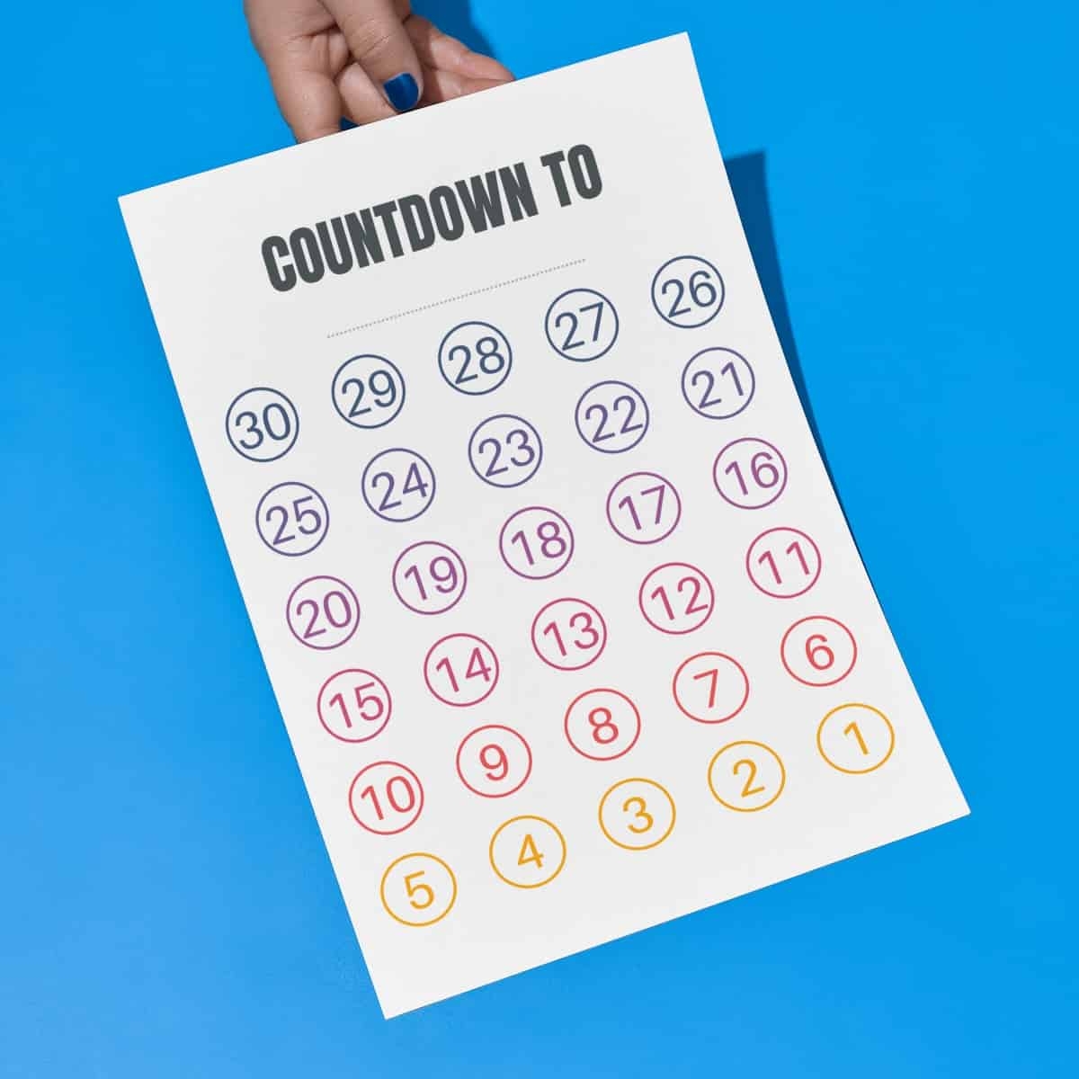 FREE Blank Countdown Calendar Printable