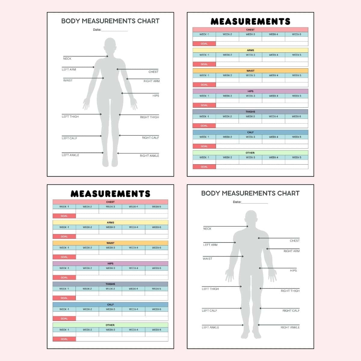 Body Measurement Chart Free Printable