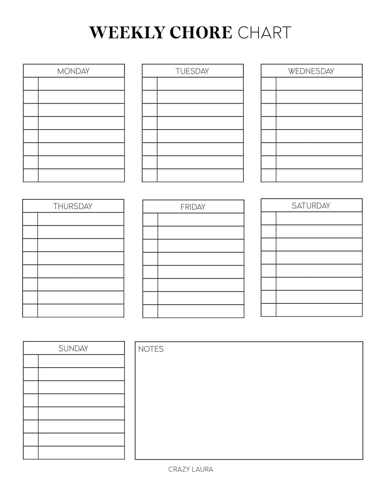 Free Printable Chore Charts Weekly Free Printable Chore Charts Weekly