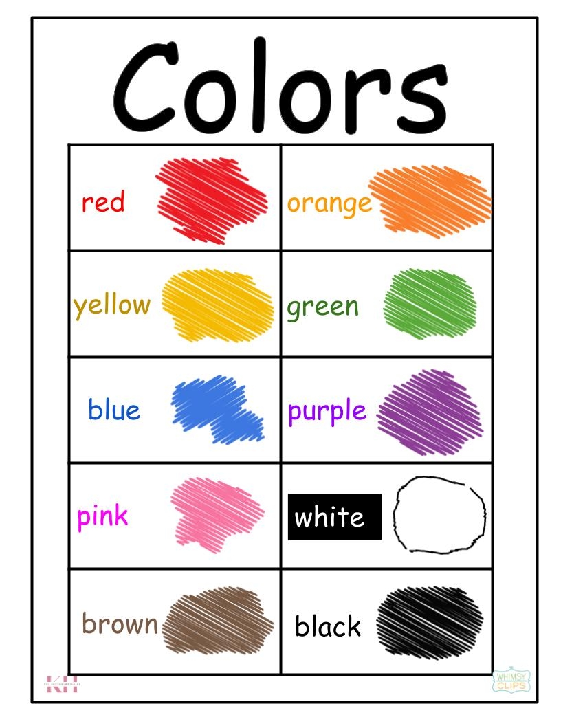 Free Color Word Charts Download Free Color Word Charts Png Images Free Worksheets On Clipart Library