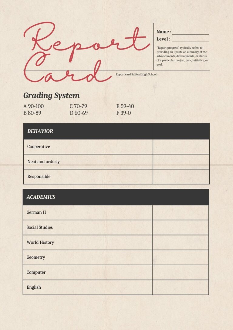 Free Custom Printable Homeschool Report Card Templates Canva