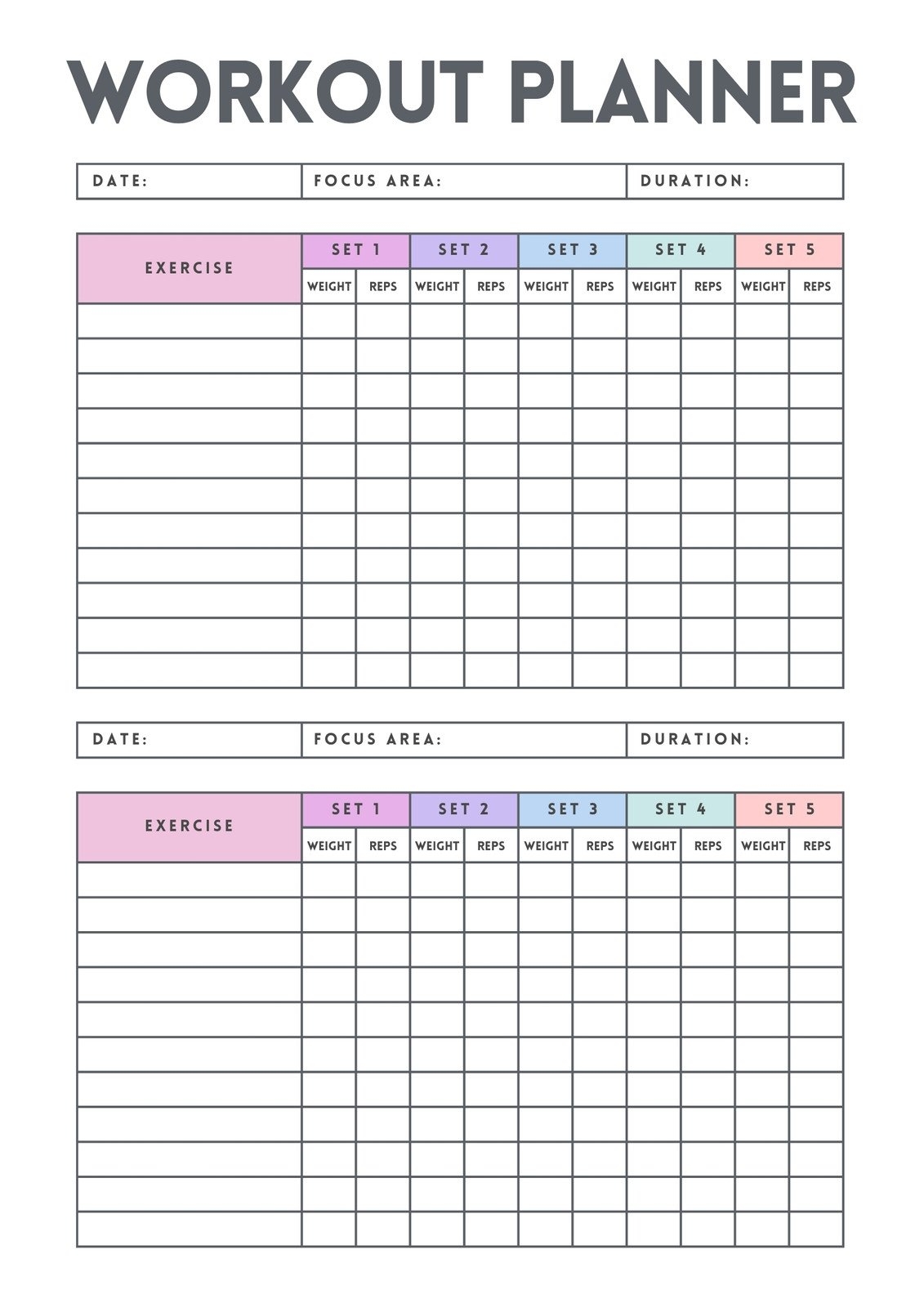 Summer Workout Chart Free Printable Summer Workout Chart Free Printable