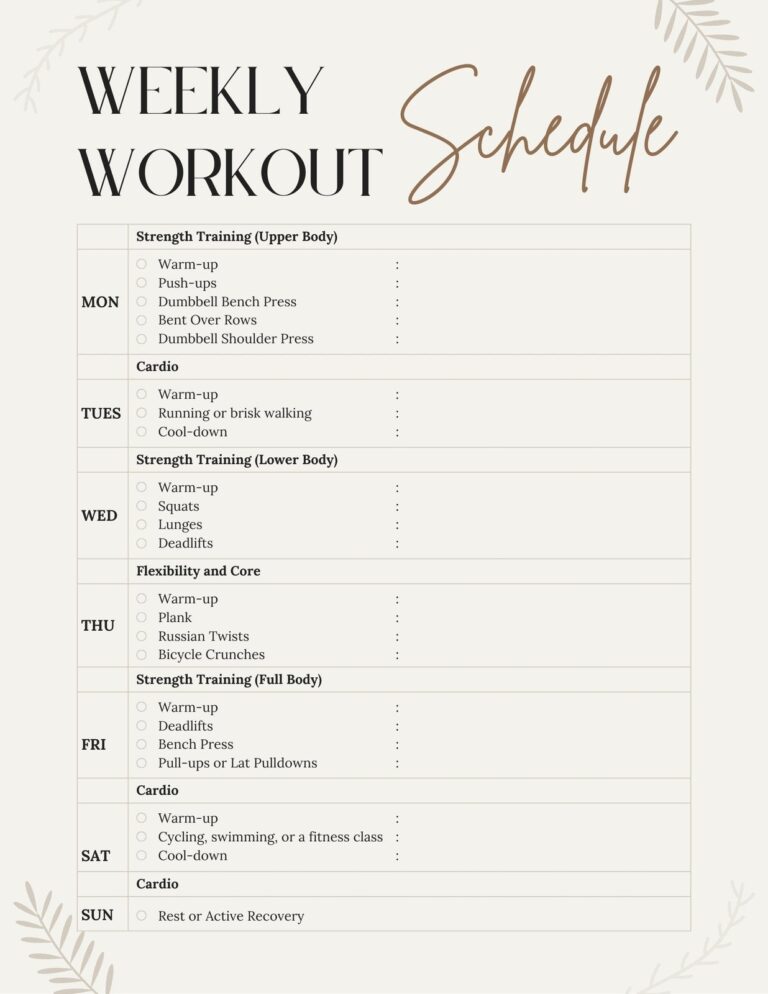 Free Custom Printable Workout Planner Templates Online Canva