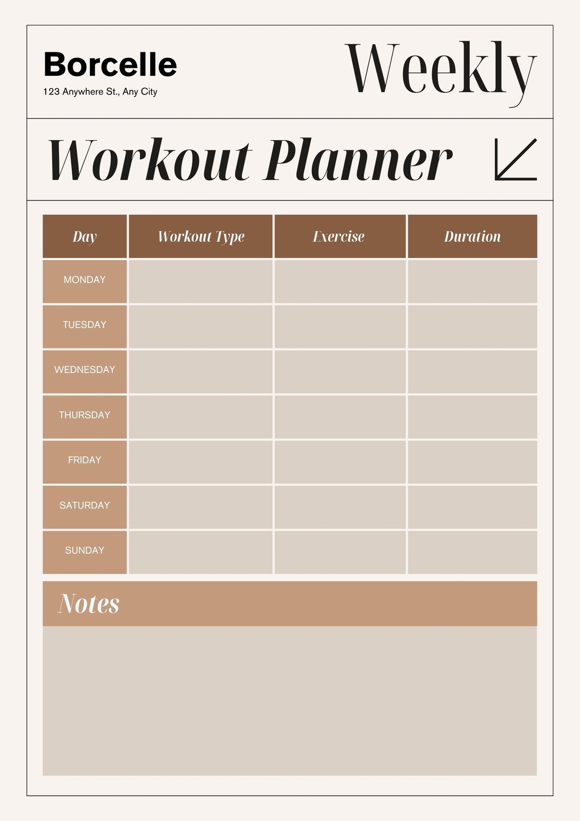 Free Custom Printable Workout Planner Templates Online Canva