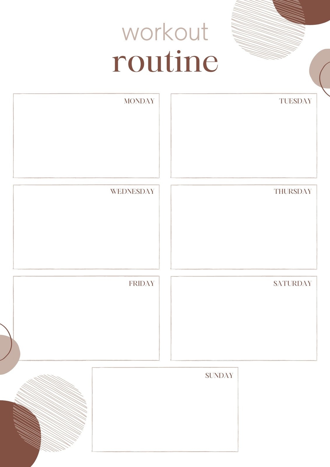 Printable Blank Exercise Chart