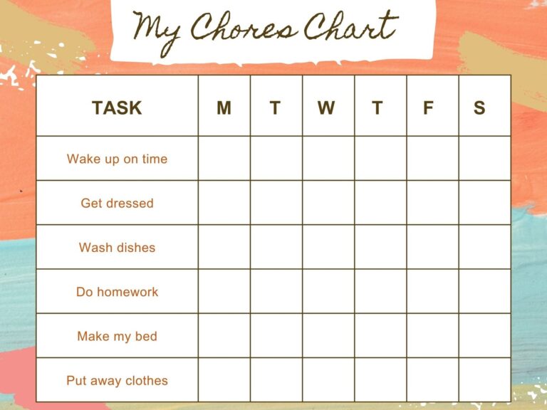Free Customizable Chore Chart Templates To Print Canva