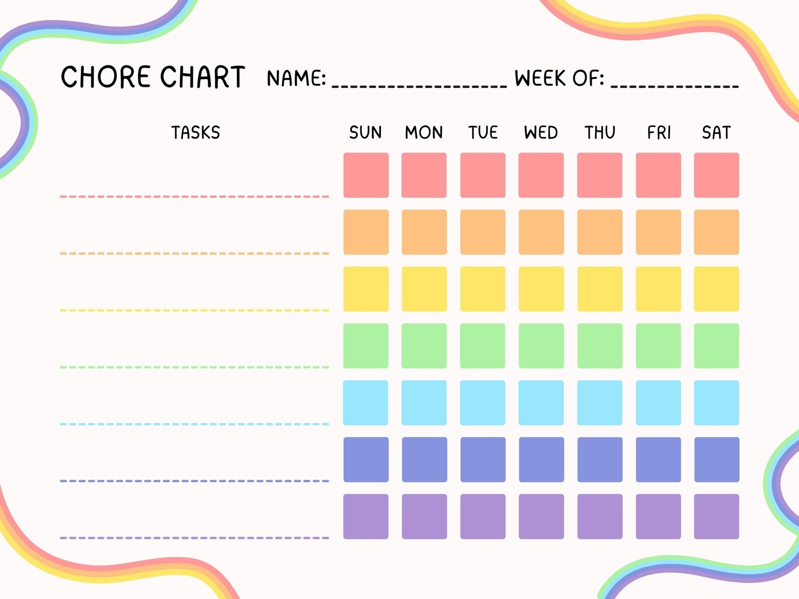 Printable Blank Chore Charts