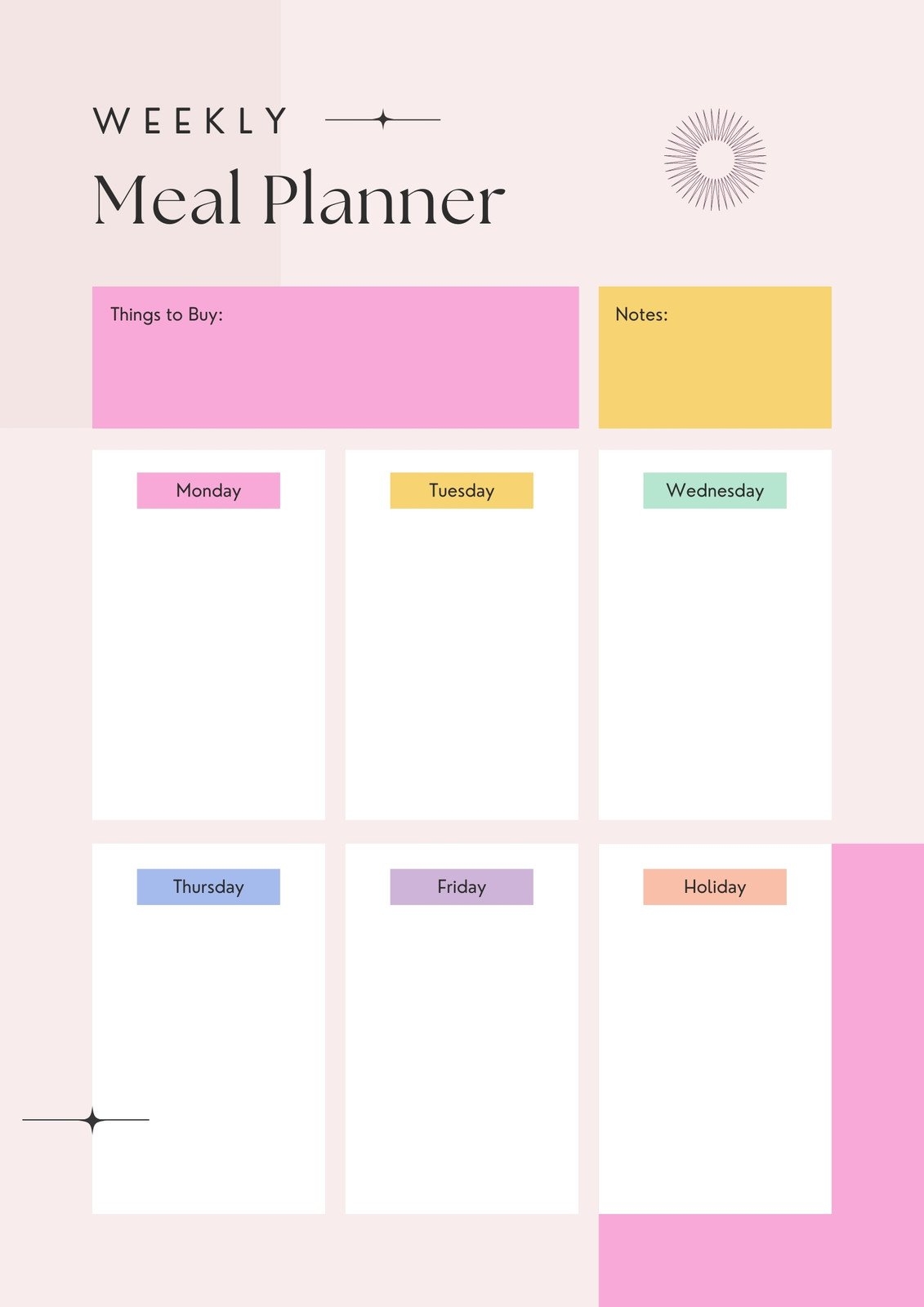 Printable Meal Charts