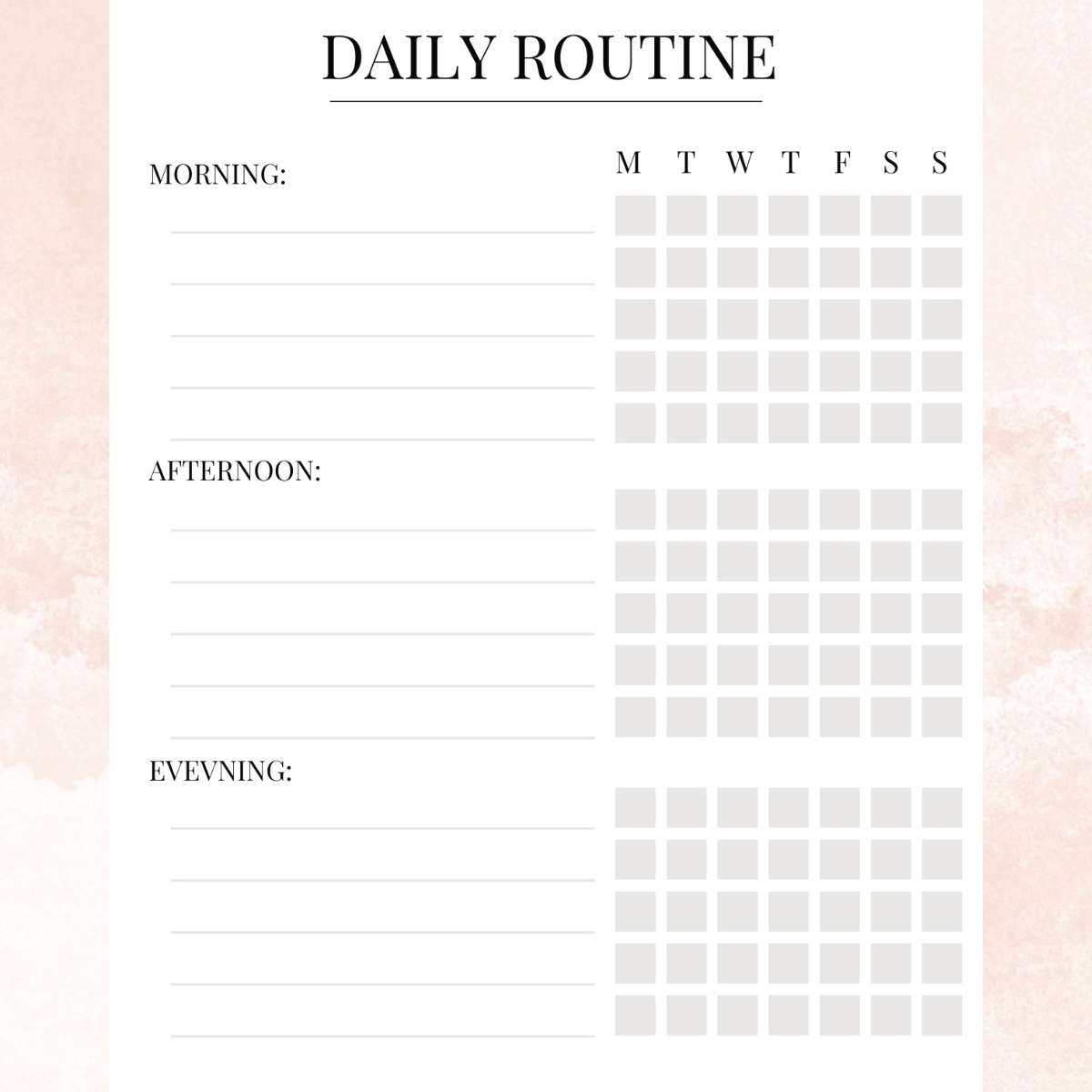 Printable Weekly Routine Chart Printable Weekly Routine Chart