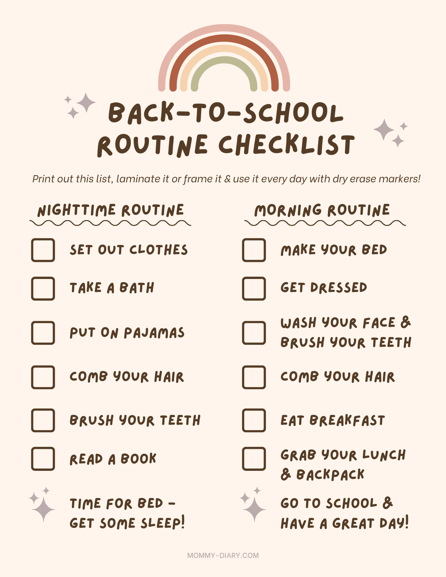 Free Downloadable Back to School Checklist Mommy Diary Free Downloadable Back to School Checklist Mommy Diary