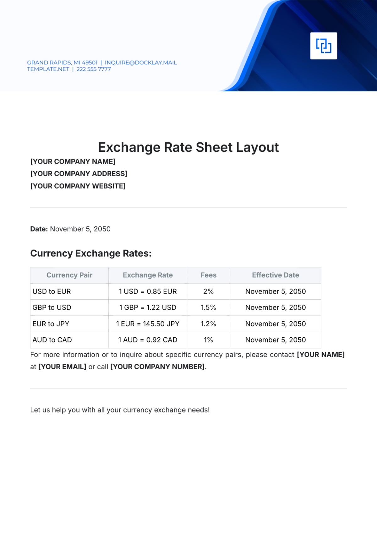Free Exchange Rate Sheet Layout Template To Edit Online Free Exchange Rate Sheet Layout Template To Edit Online