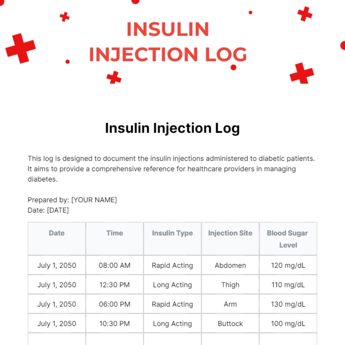 Free Insulin Injection Log Template To Edit Online