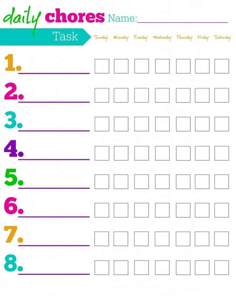 Free Kids Chore Charts Printables