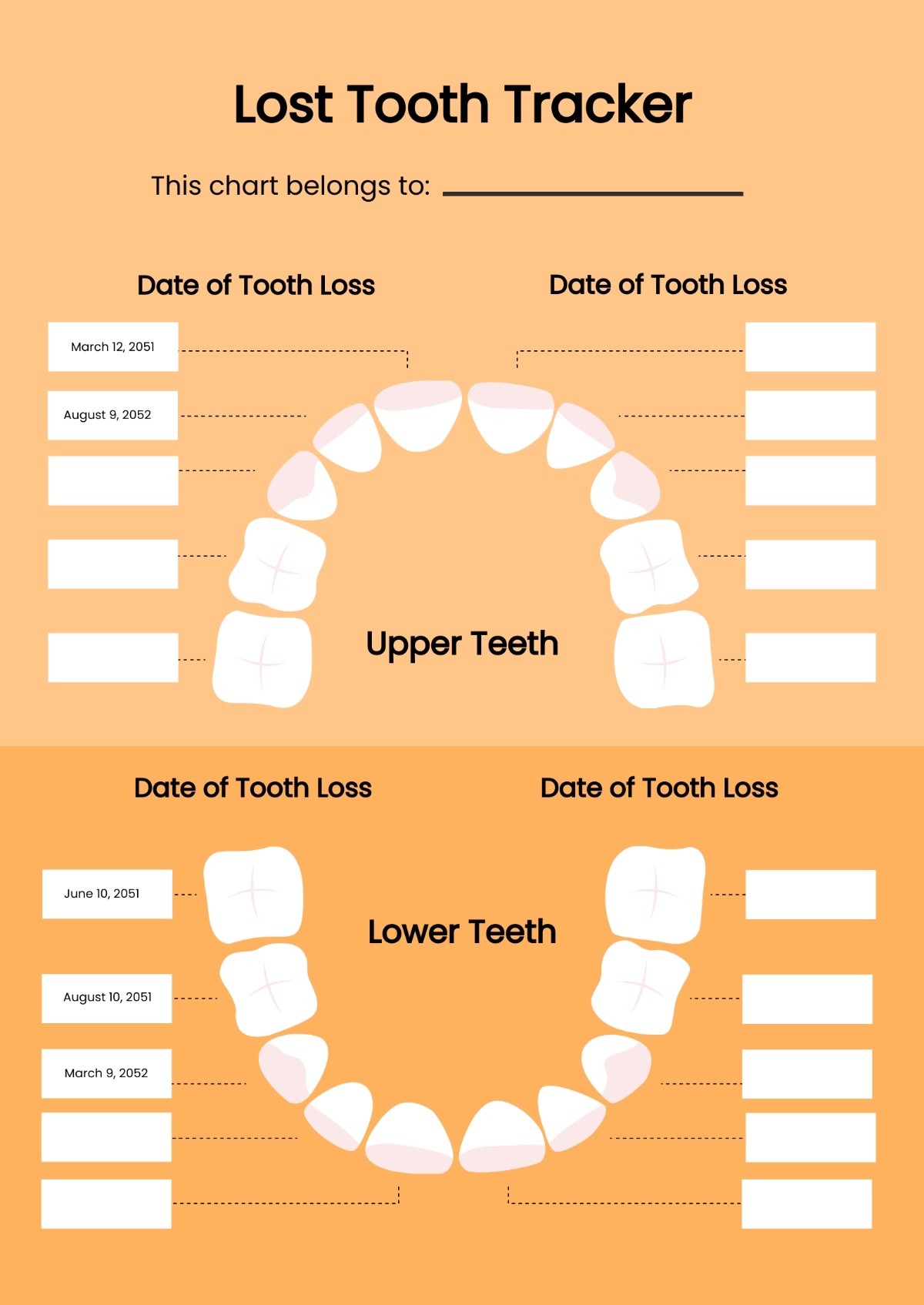 Free Lost Tooth Chart Template To Edit Online