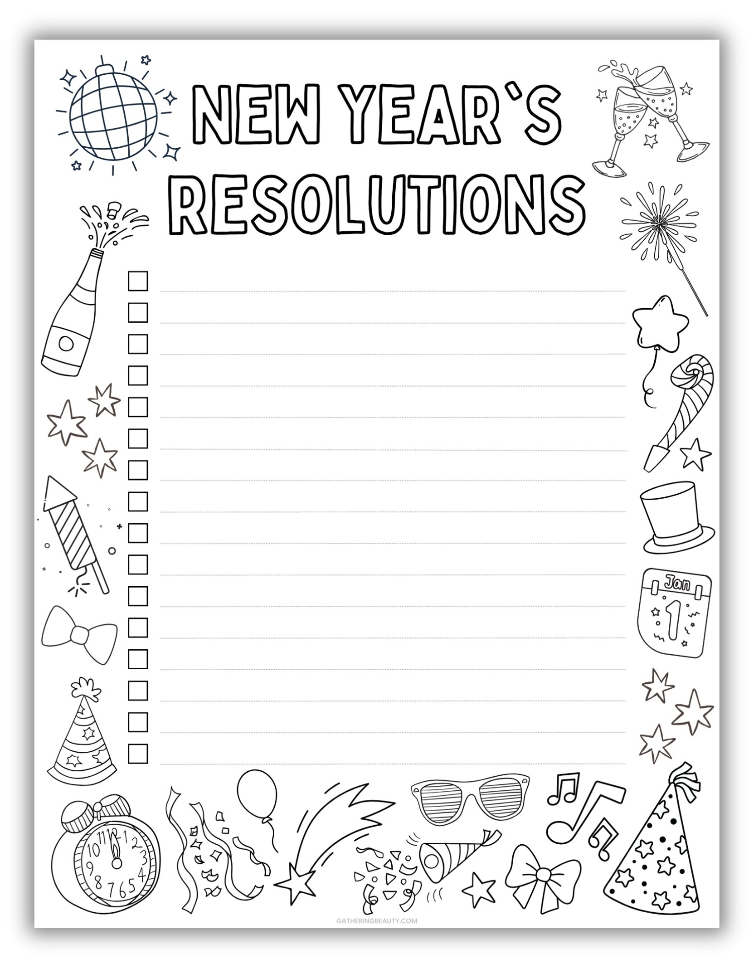 Free New Year s Resolutions Printable To Colour Gathering Beauty Free New Year s Resolutions Printable To Colour Gathering Beauty