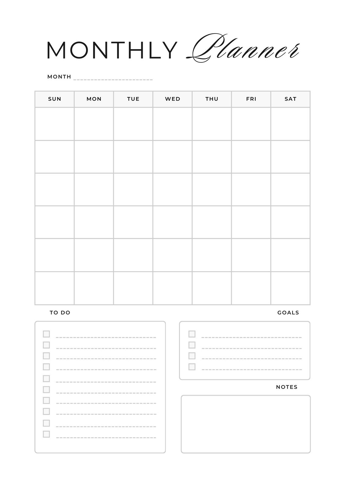 Free Personalized Monthly Planner Templates To Print Canva