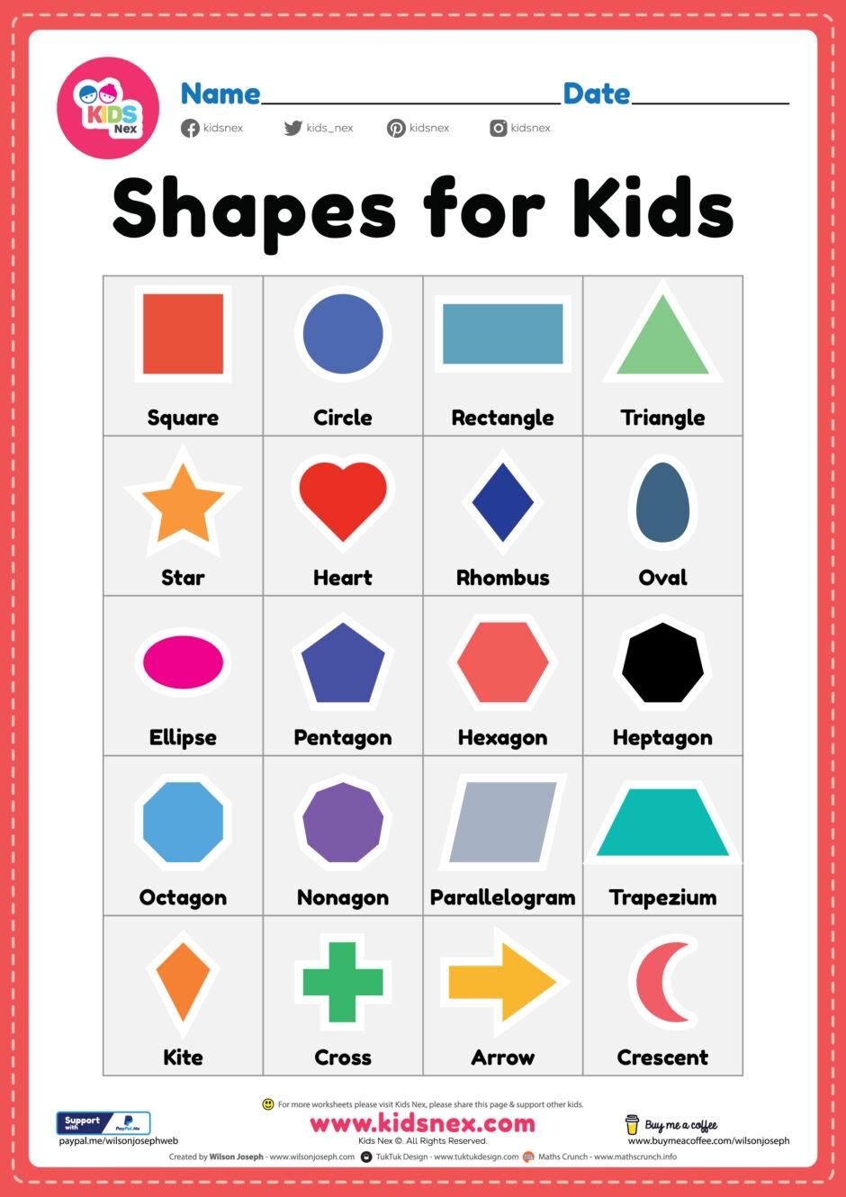 Free Printable 2d Shapes For Kids PDF For Preschool Child Worksheets Library
