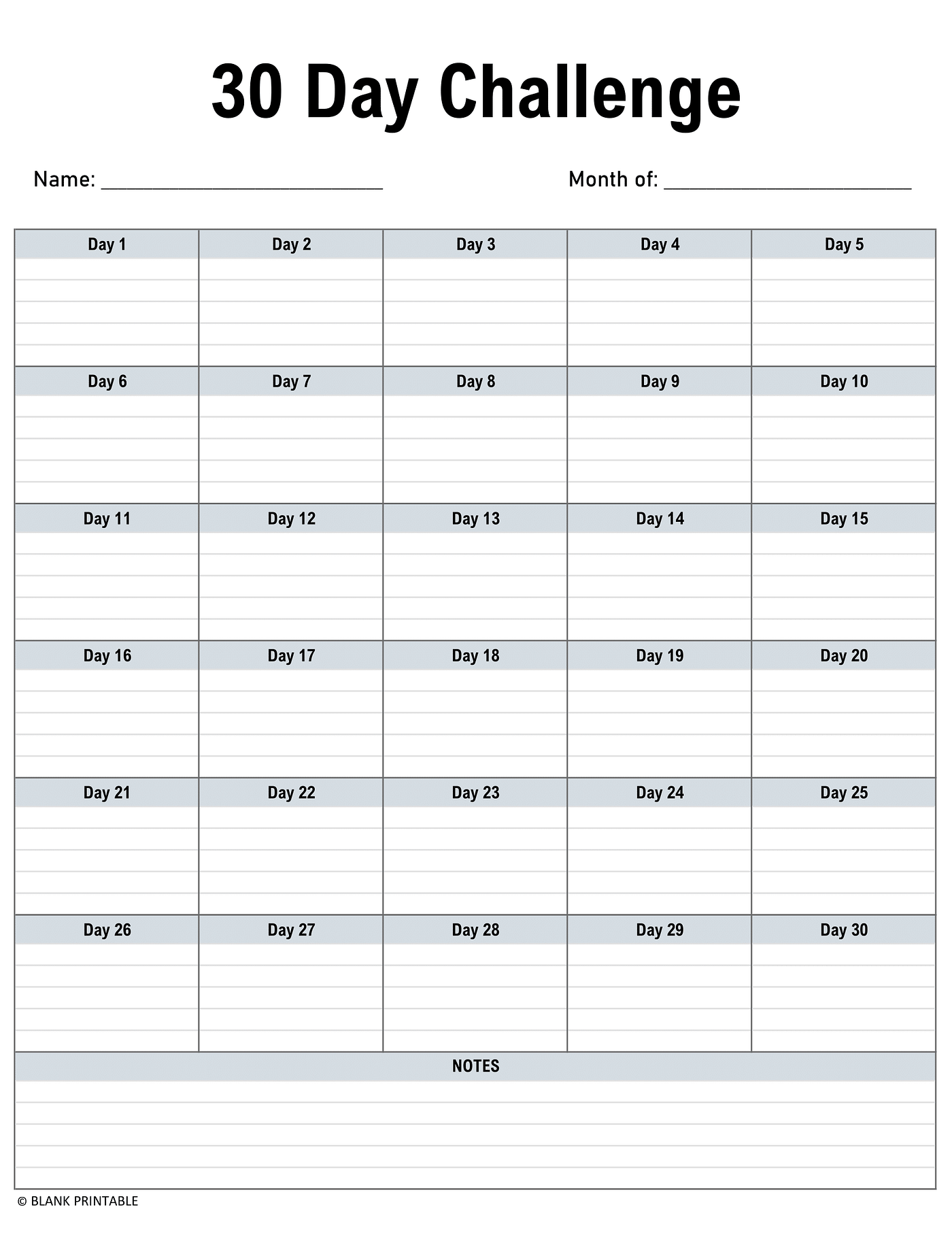 Free Printable 30 Day Challenge Calendar Template Medium Free Printable 30 Day Challenge Calendar Template Medium