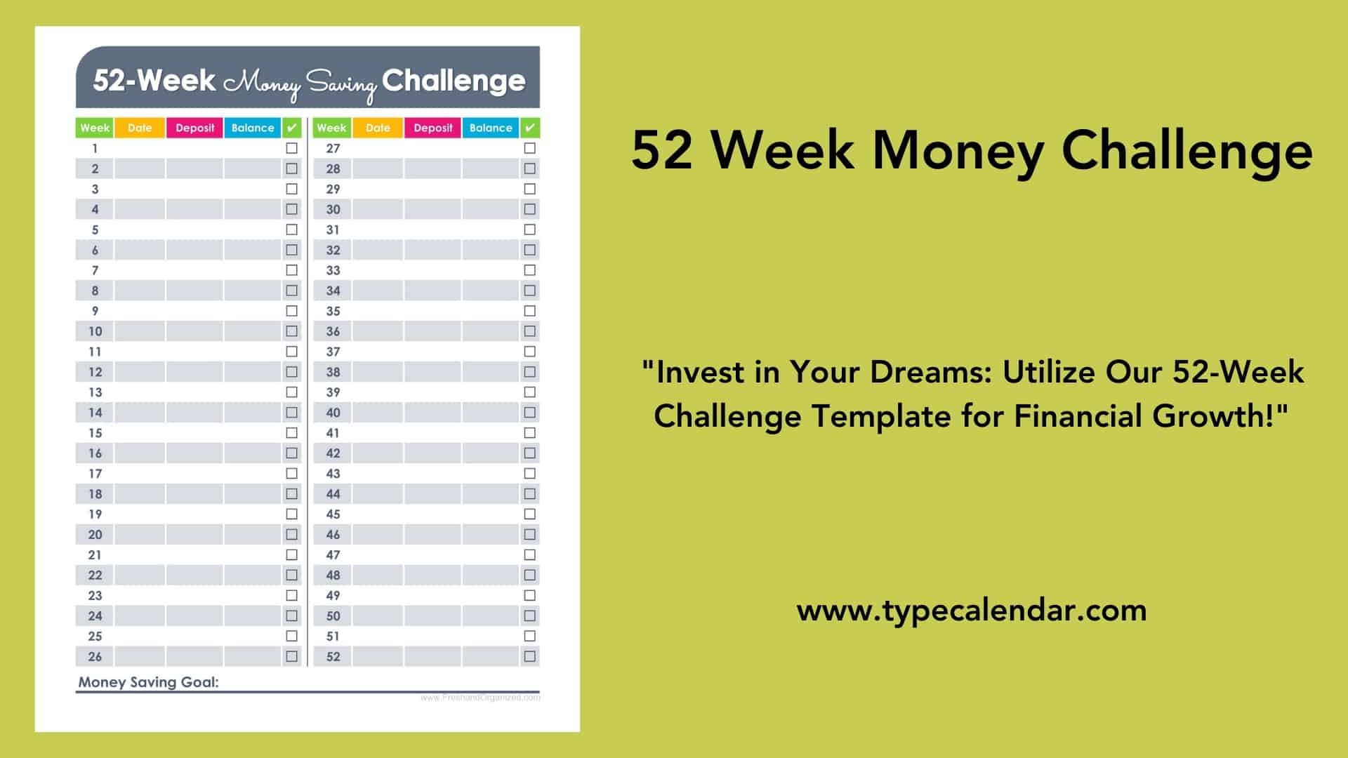Free Printable 52 Week Money Challenge Templates PDF Word Excel Free Printable 52 Week Money Challenge Templates PDF Word Excel