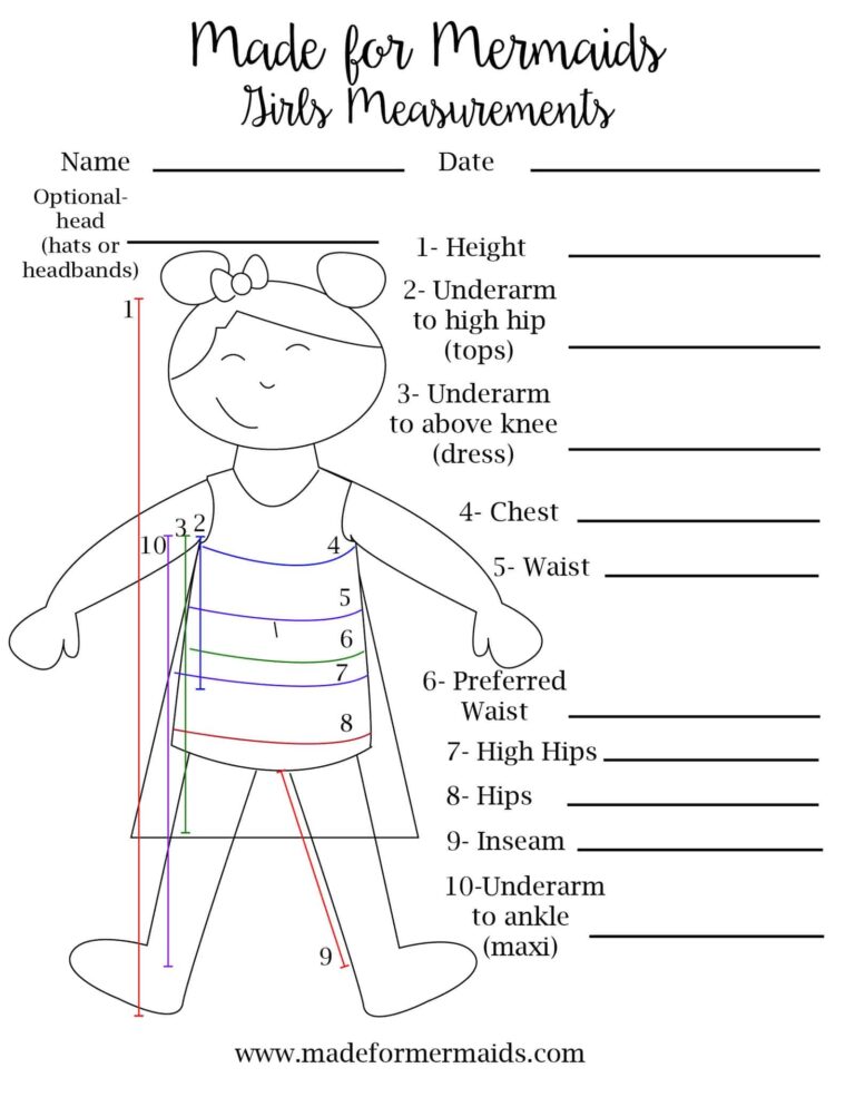 FREE Printable Blank Measurement Chart For Adults Youth