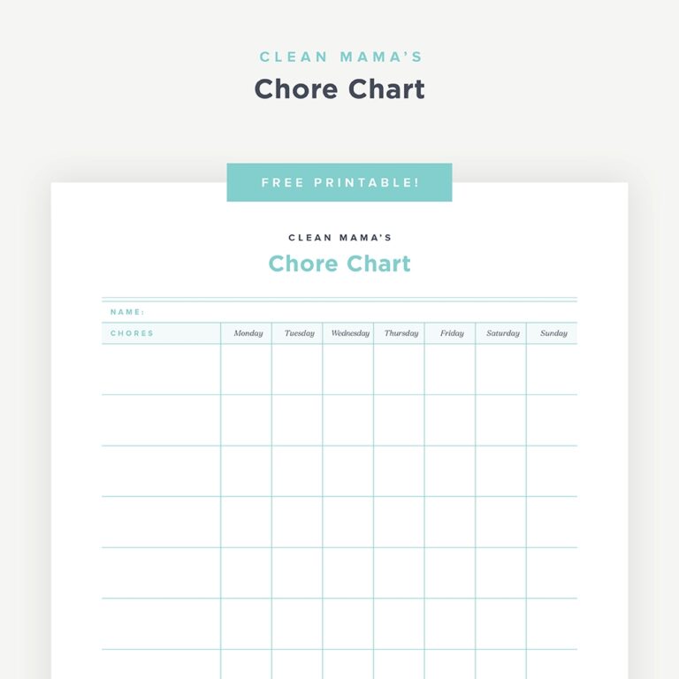 Free Printable Chore Chart Clean Mama