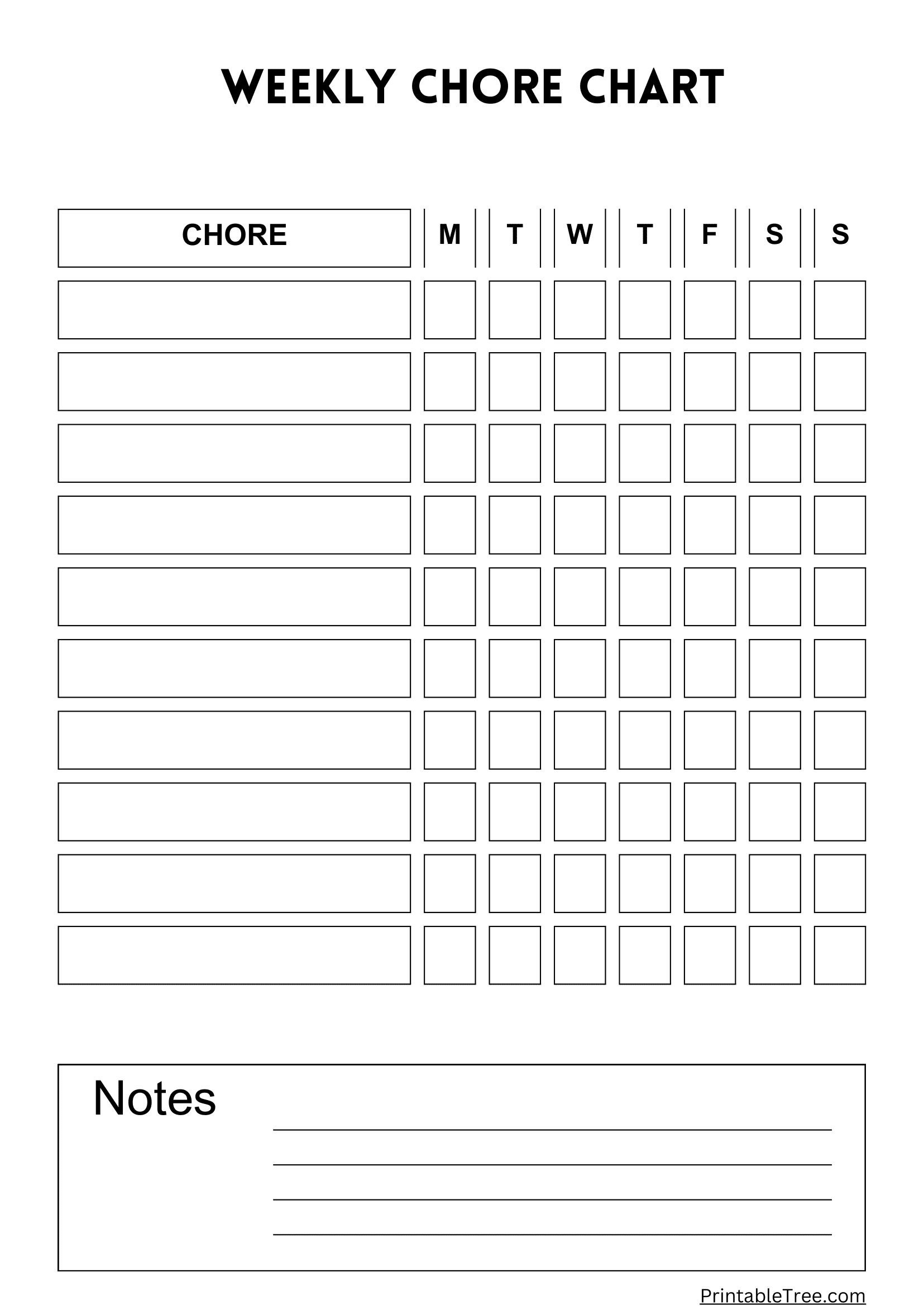 Free Printable Chore Chart PDF Template For Kids Free Printable Chore Chart PDF Template For Kids