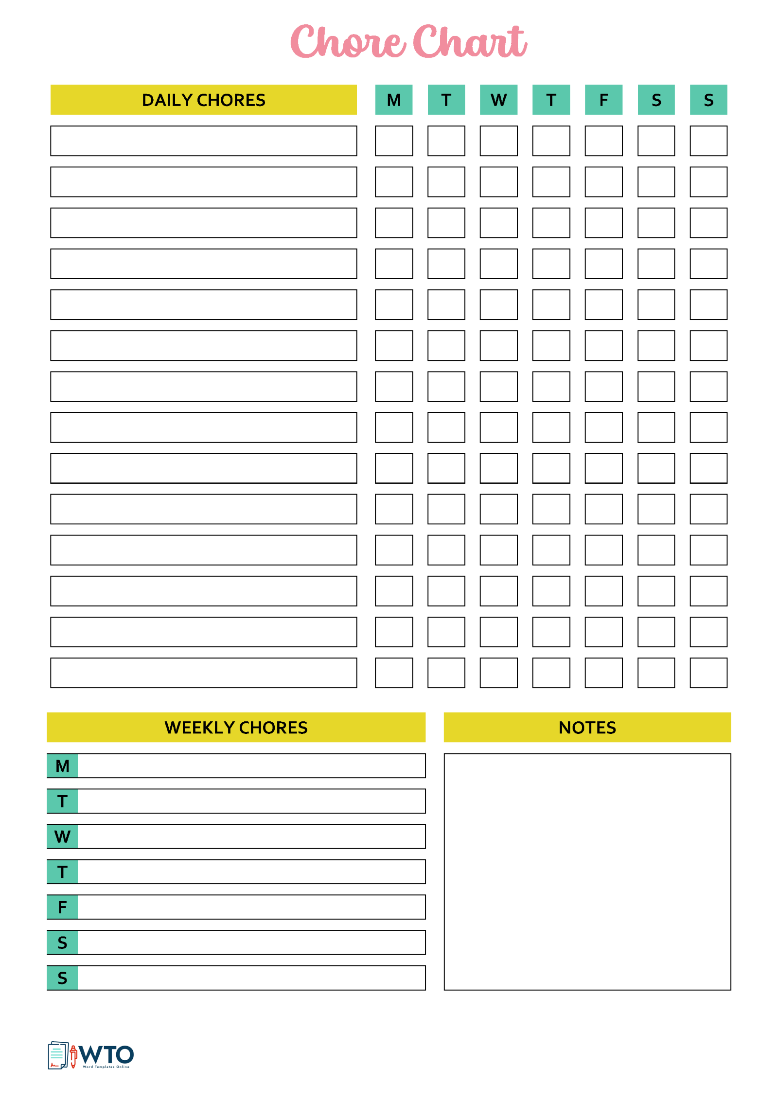 Free Printable Chore Charts For Adults Daily Weekly 
