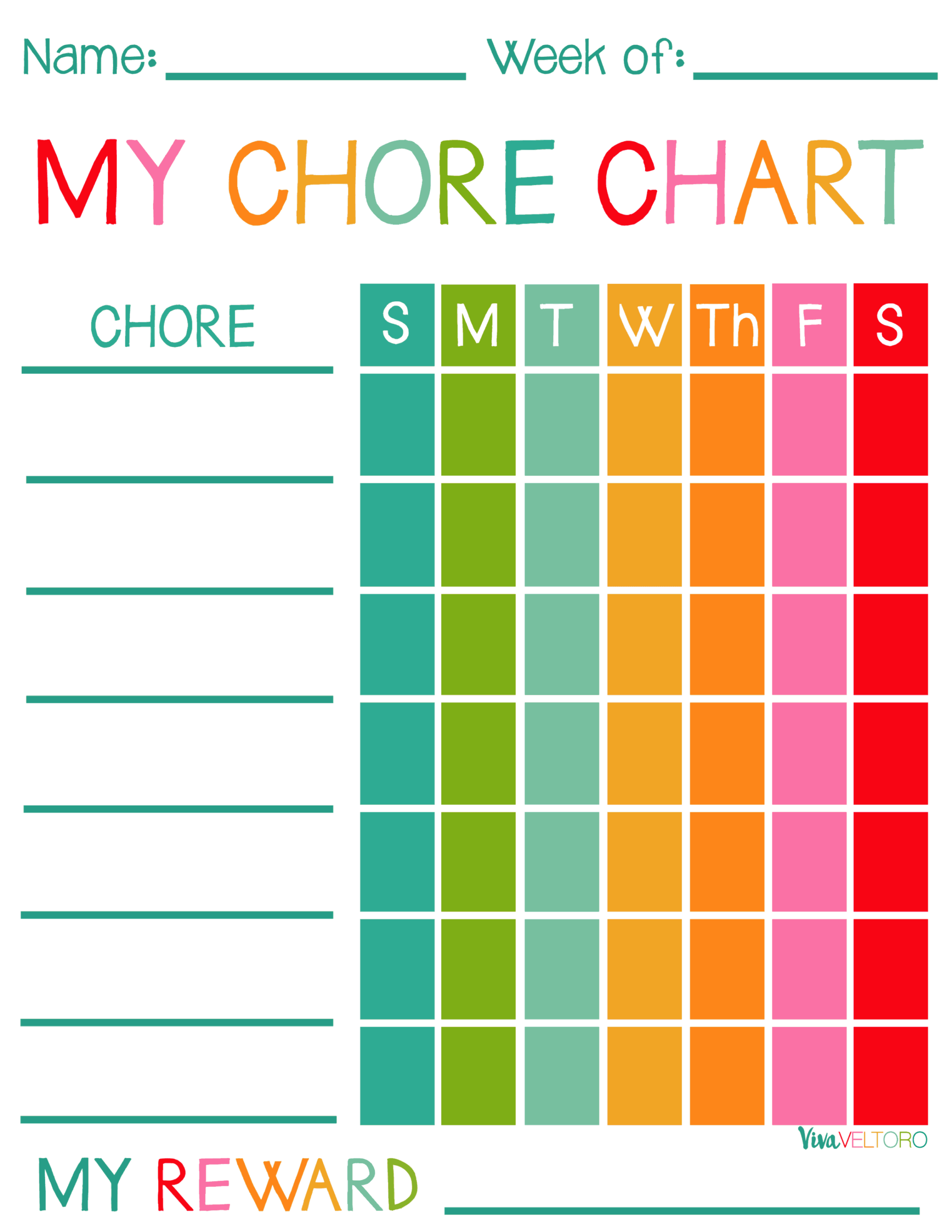 Free Printable Weekly Chore Chart