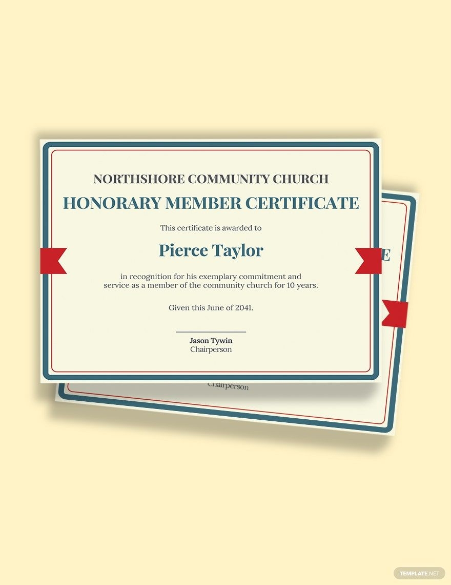 Free Printable Church Charter Member Certificate