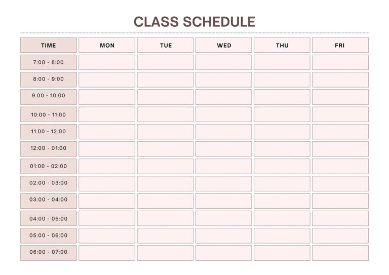 Free Printable Class Schedule Templates To Customize Canva