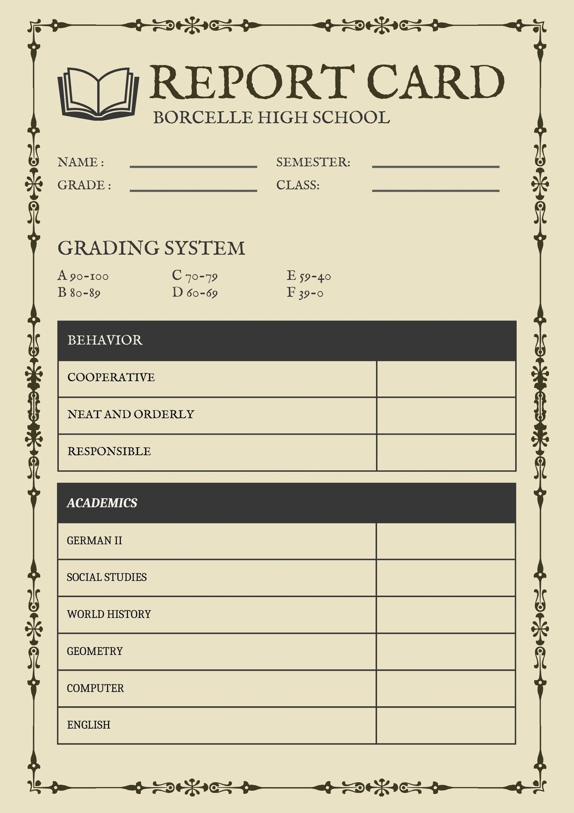 Free Printable Customizable Report Card Templates Canva Free Printable Customizable Report Card Templates Canva