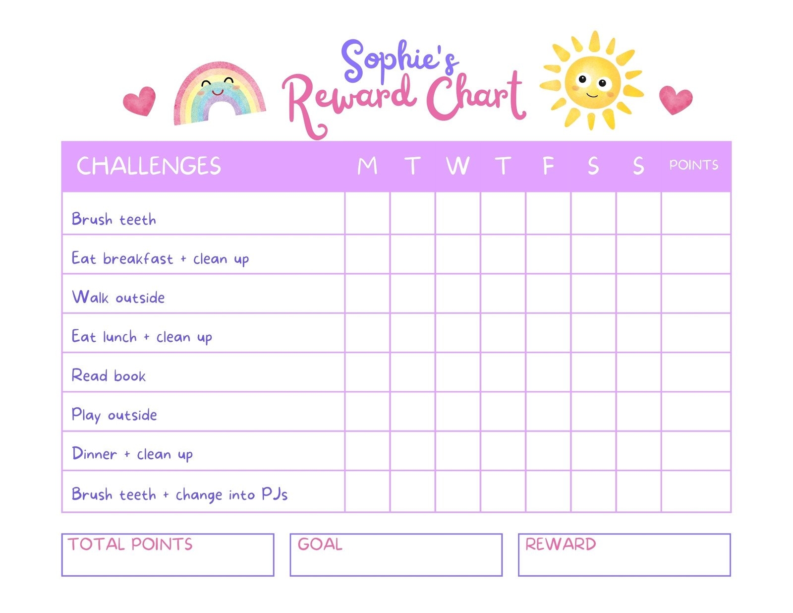Behavior Chart For Preschoolers Printable