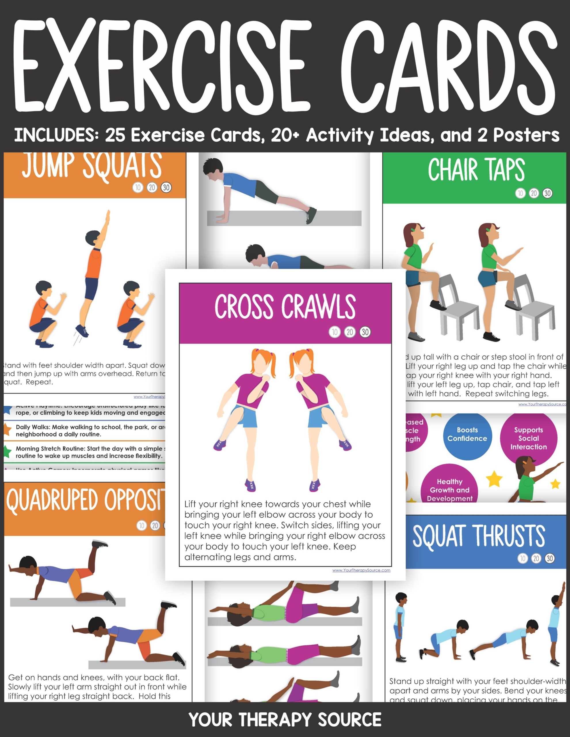 Free Printable Exercise Cards For Kids Your Therapy Source
