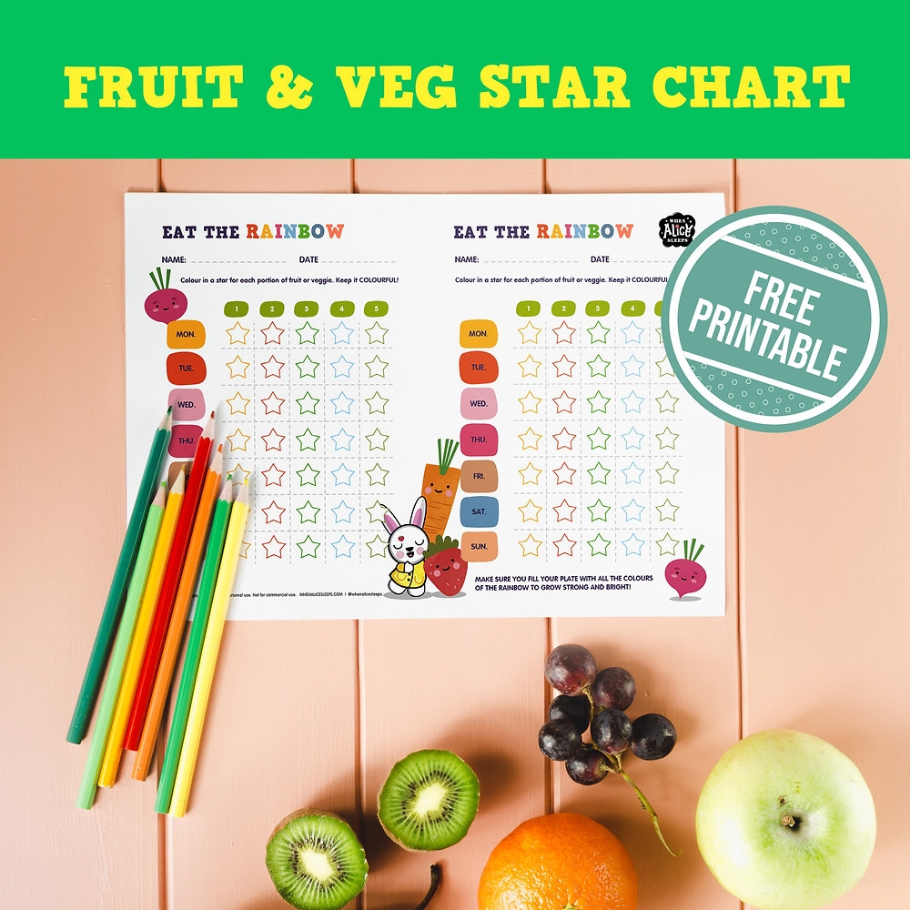 Free Printable Fruit Vegetable Star Chart For Kids