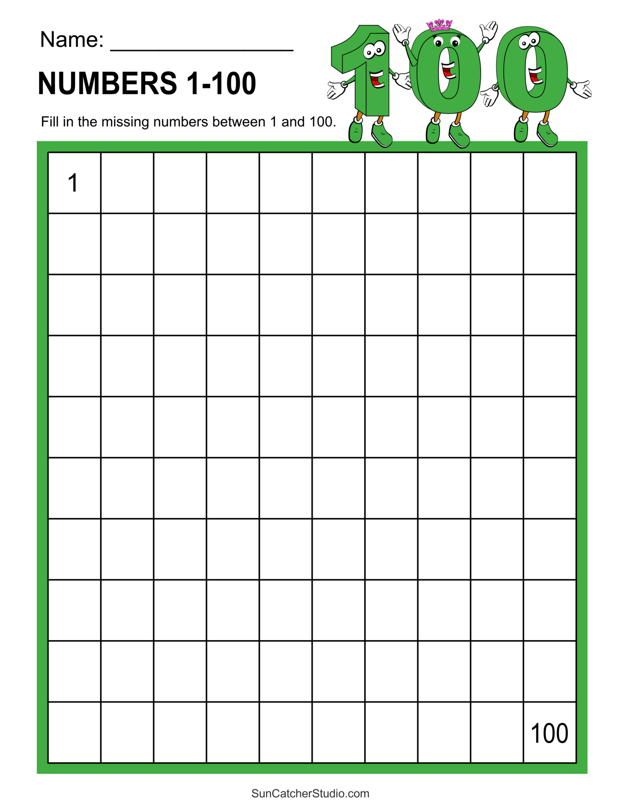 Free Printable Hundreds Charts Numbers 1 To 100 Free 