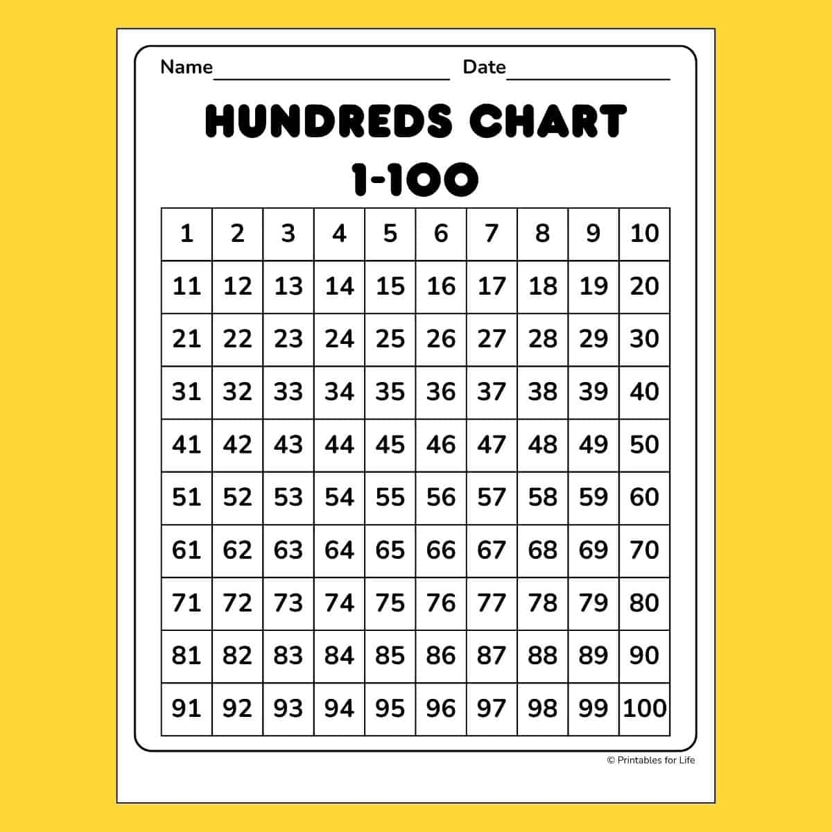 Free Printable Hundreds Charts PDFs For Teachers