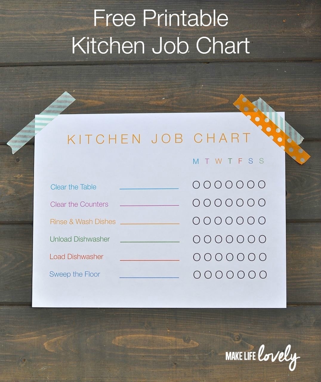 Free Printable Job Chart For Kids Make Life Lovely