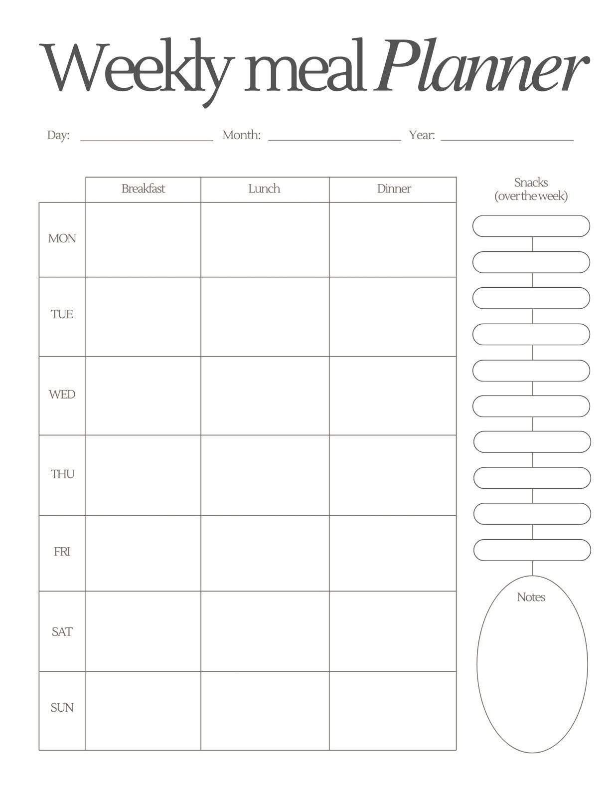 Printable Lunch Chart Printable Lunch Chart