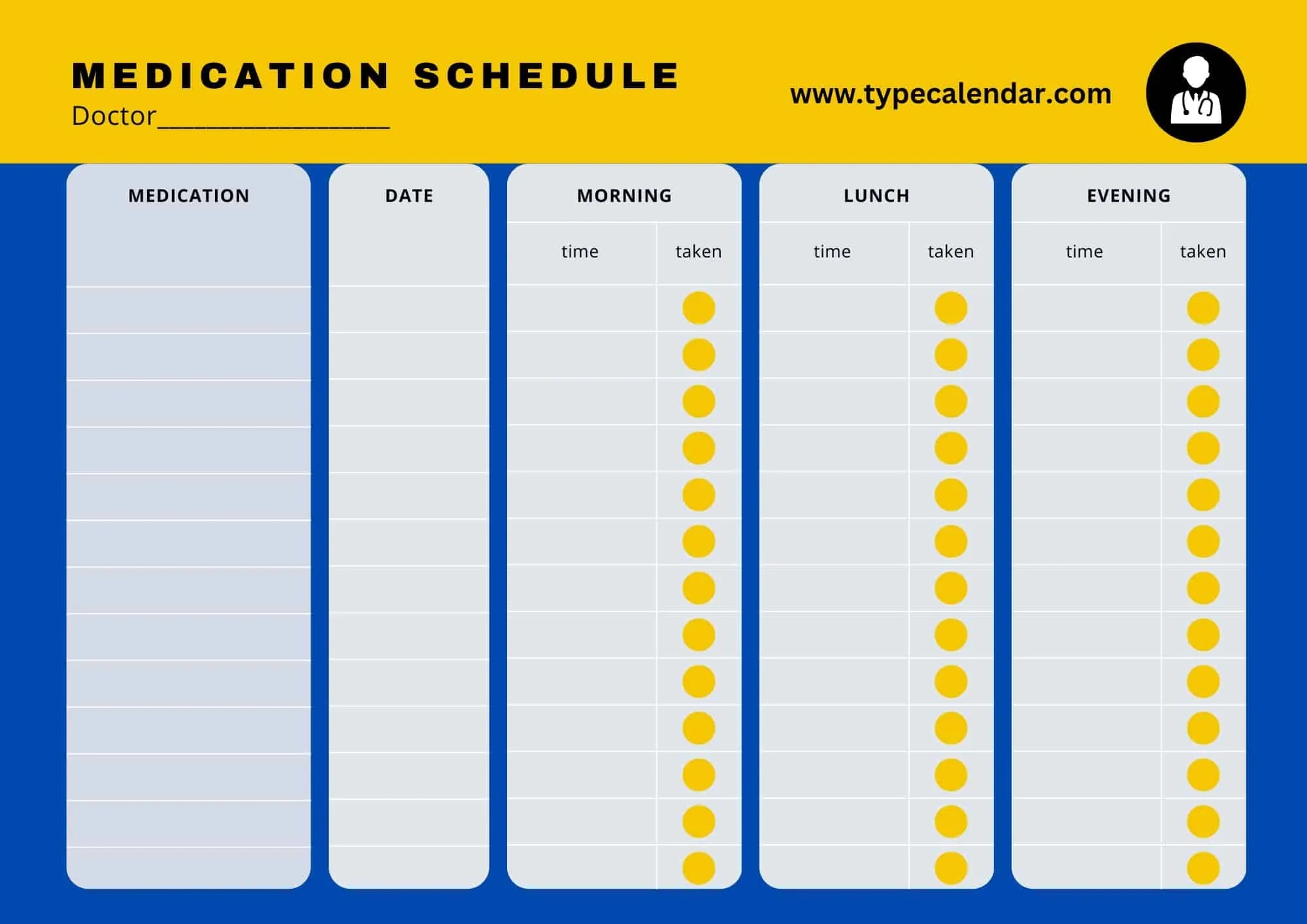 Printable Medication Chart Pdf