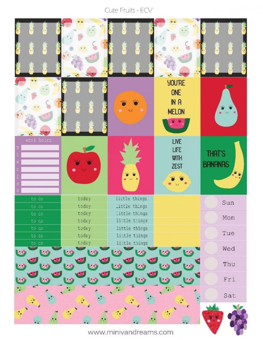 Printable Sticker Chart Fruit