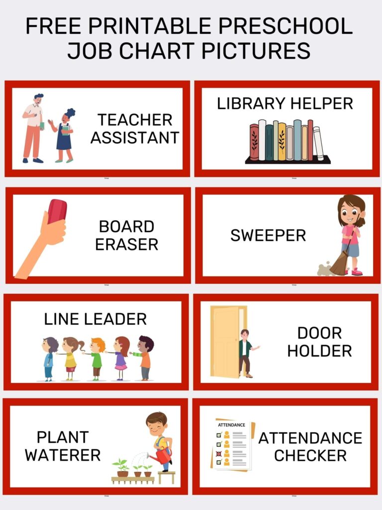 Free Printable Preschool Job Chart Pictures Goally