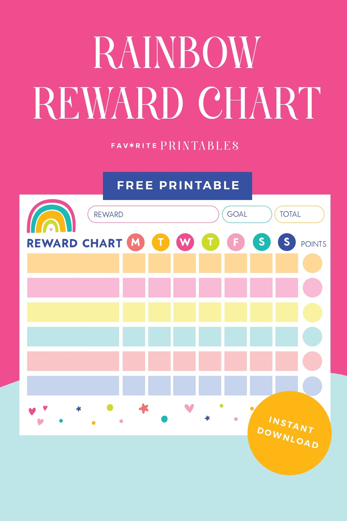 Free Printable Rainbow Reward Chart For Kids Favorite Printables