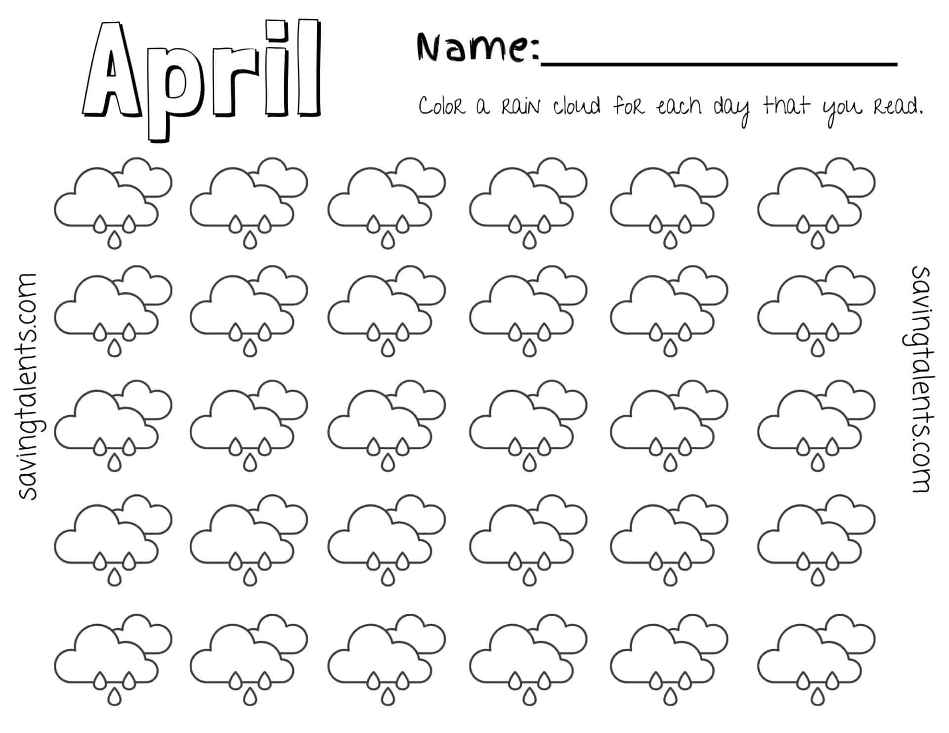 Free Printable Reading Charts For Kids Month By Month Saving Talents