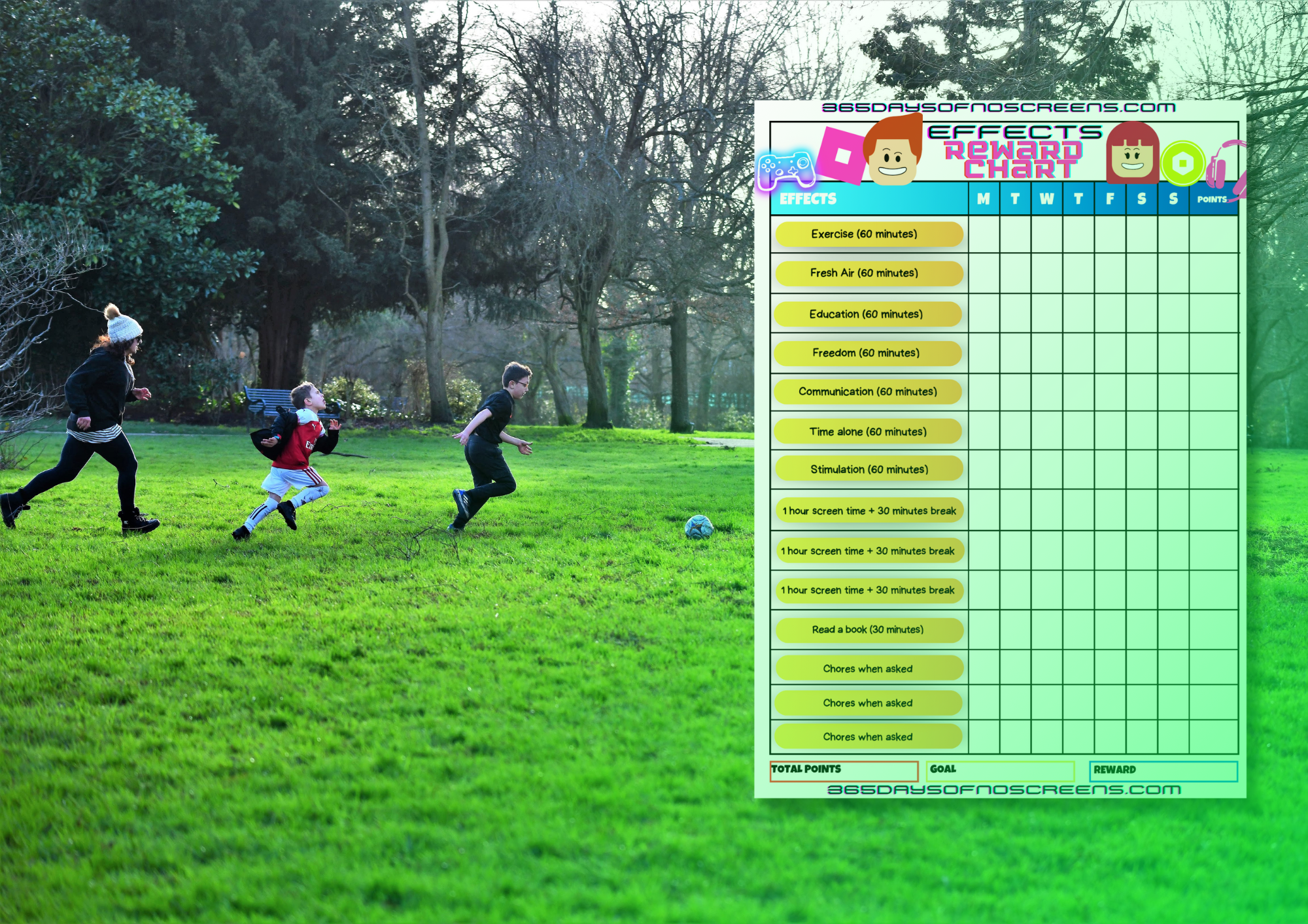 Free Printable Screen Time Chart To Balance Screen And Play