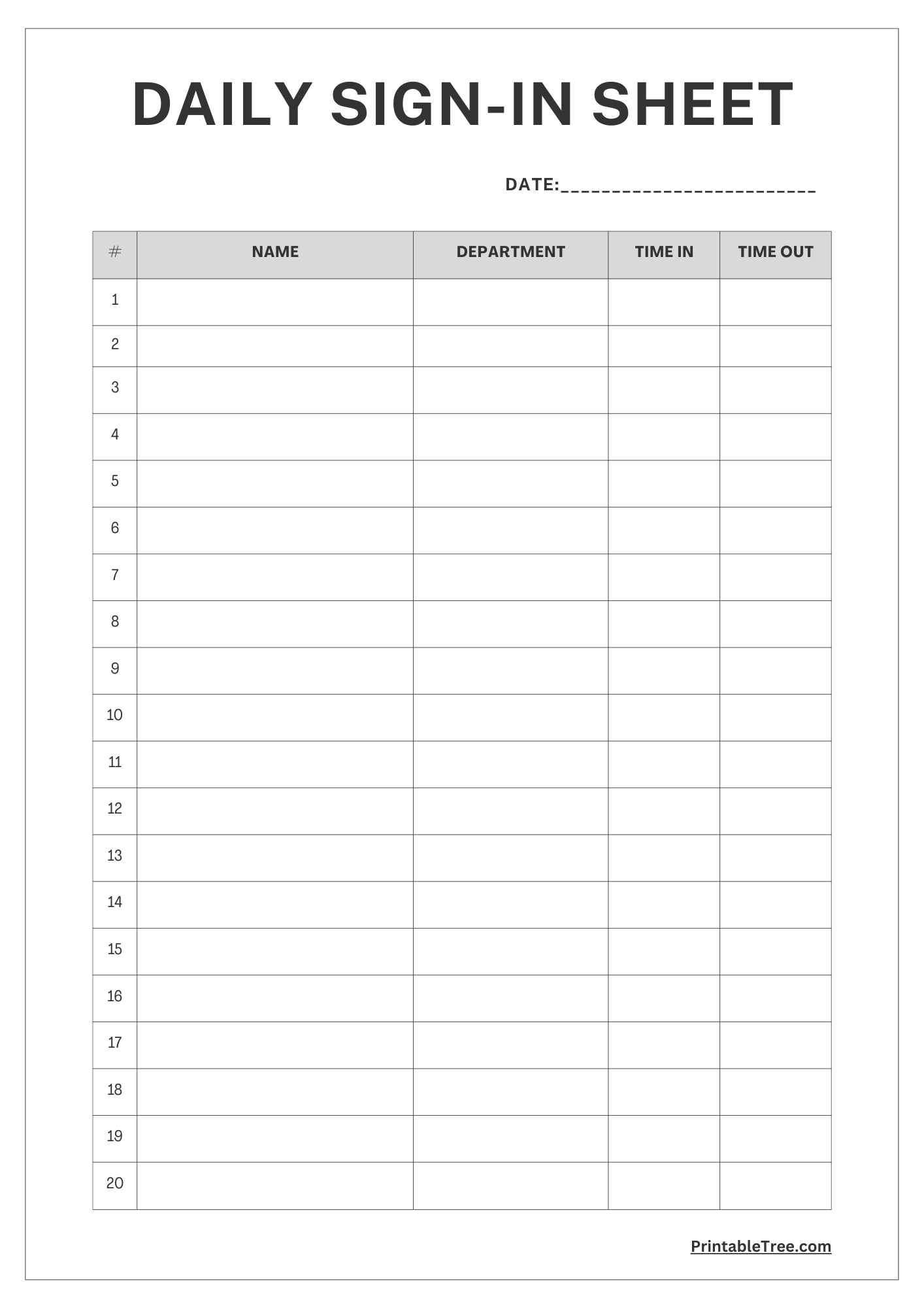 Free Printable Sign up And Sign in Sheet PDF Templates