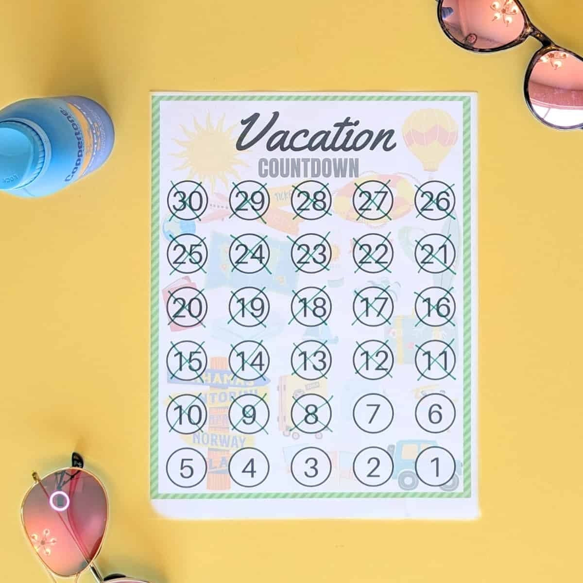 Free Printable Vacation Countdown Calendar PDF